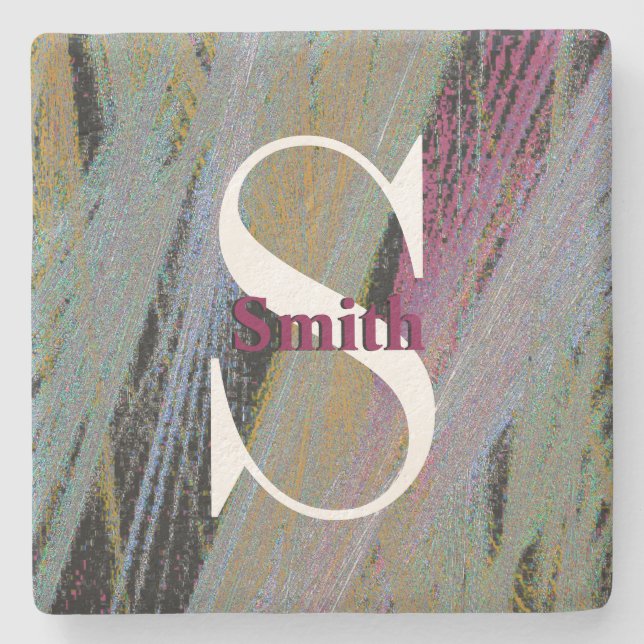 Dessous-de-verre En Pierre HAMbyWG - Regarder l'artisanat avec un monogramme (Devant)