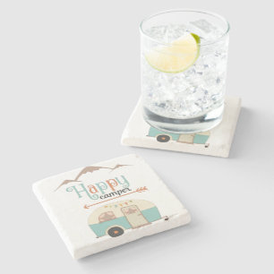 Dessous-de-verre En Pierre Happy Camper Cute Retro RV