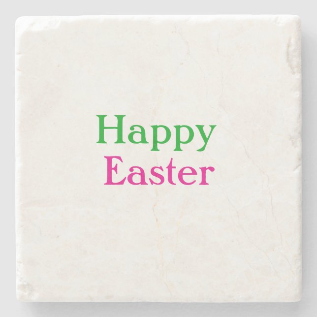 Dessous-de-verre En Pierre Happy easter boho vert rose enfants ajouter nom ti (Devant)