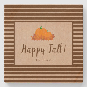 Dessous-de-verre En Pierre Happy Fall Stried Nom de famille Dessous de verre