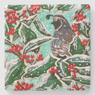 Dessous-de-verre En Pierre Happy Holly Quail Limestone Tile