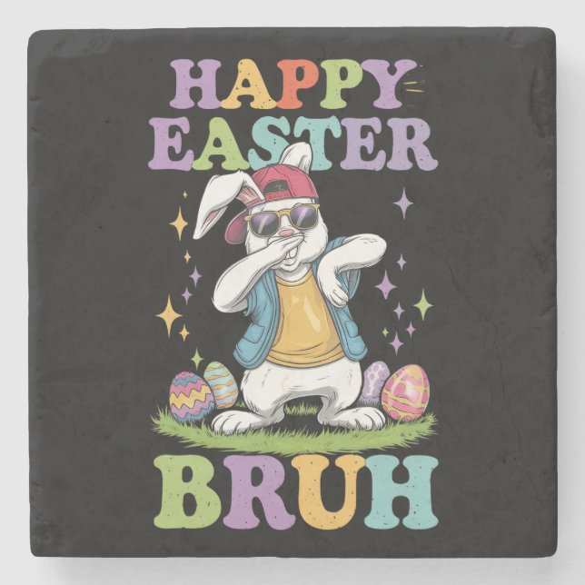 Dessous-de-verre En Pierre Happy Pâques Bruh Dabbing Bunny Lapin Bro (Devant)