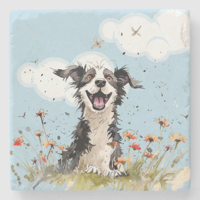 Dessous-de-verre En Pierre Happy Pup (Devant)