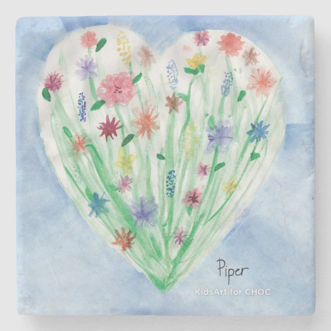 Dessous-de-verre En Pierre Heart Garden - KidsArt pour CHOC (Devant)