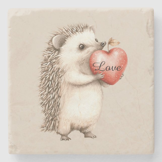 Dessous-de-verre En Pierre Hedgehog with Heart Love (Devant)