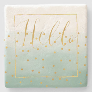Dessous-de-verre En Pierre Hello Gold Mint Confetti Ombre
