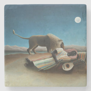 Dessous-de-verre En Pierre Henri Rousseau Dormir Gitan Lion Peinture