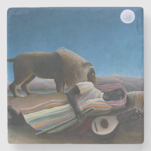 Dessous-de-verre En Pierre Henri Rousseau - La Bohémienne endormie