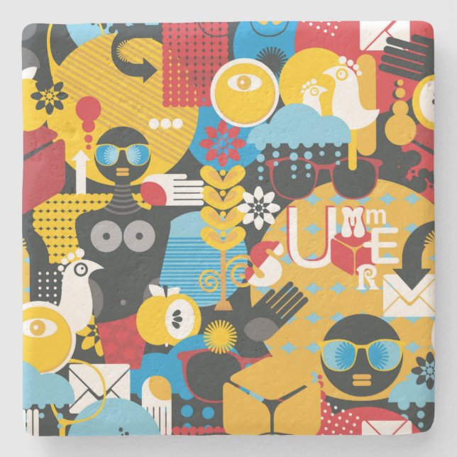 Dessous-de-verre En Pierre Heure d'été (Devant)