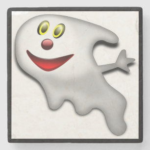 DESSOUS-DE-VERRE EN PIERRE "HEUREUX HALLOWEEN" GHOST