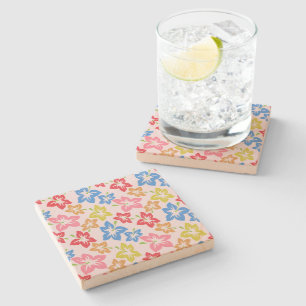 Dessous-de-verre En Pierre Hibiscus Coloré, Motif De Fleurs