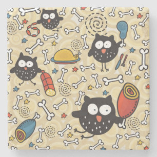 Dessous-de-verre En Pierre Hibou avec le motif de viande