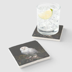 Dessous-de-verre En Pierre Hibou des neiges majestueux d'hiver