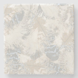 Dessous-de-verre En Pierre hibou Plumes, gris, beige et bleu, oiseau, léger,