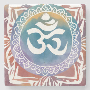 DESSOUS-DE-VERRE EN PIERRE HINDU OHM SOUTH ASIE DESI INDIAN INDE