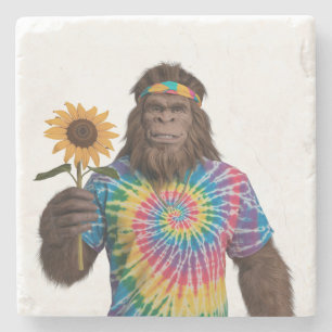 Dessous-de-verre En Pierre Hippie Sasquatch à Tiedye avec tournesol
