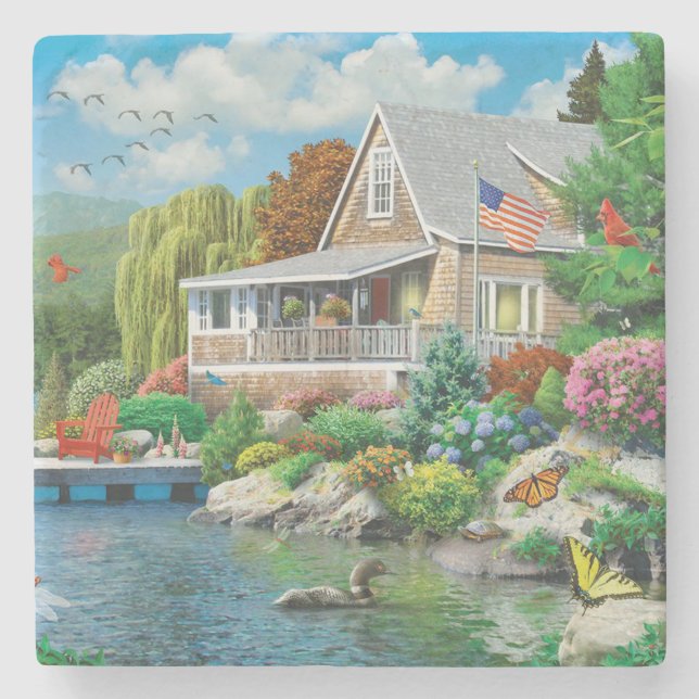 Dessous-de-verre En Pierre Histoires de Lakeside Art (Devant)