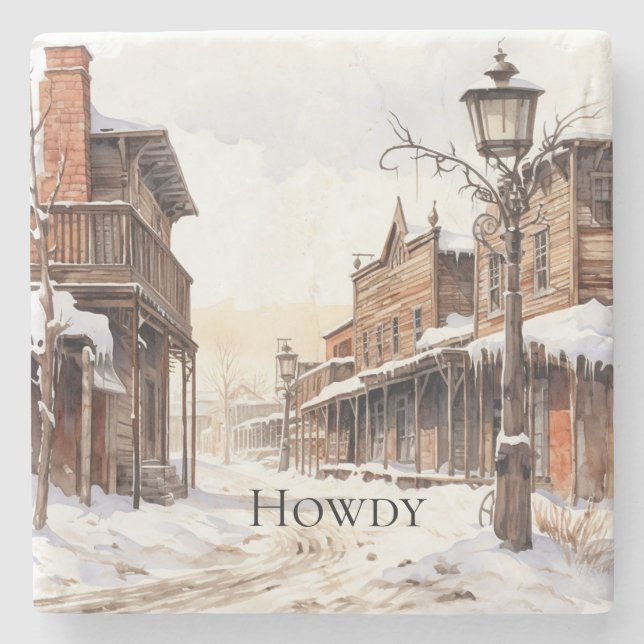 Dessous-de-verre En Pierre Hiver sauvage de l'Ouest (Devant)