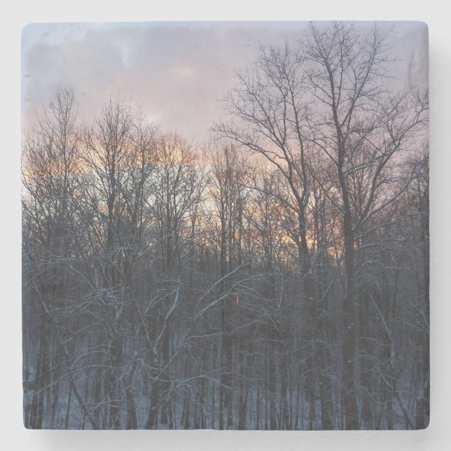 Dessous-de-verre En Pierre Hiver Sunrise I Pastel Paysage naturel (Devant)
