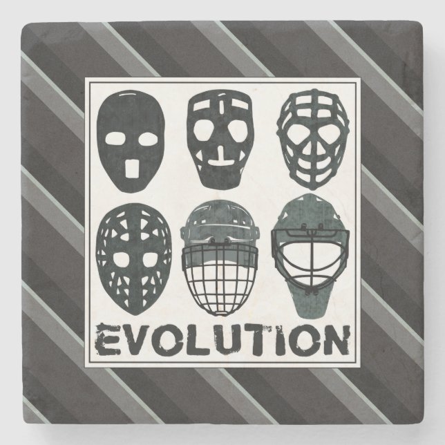 Dessous-de-verre En Pierre Hockey Goalie Mask Evolution Dessous de verre de p (Devant)