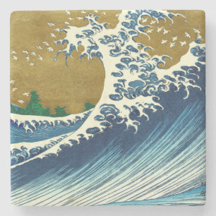Dessous-de-verre En Pierre Hokusai Grande Vague Japon Océan Vintage