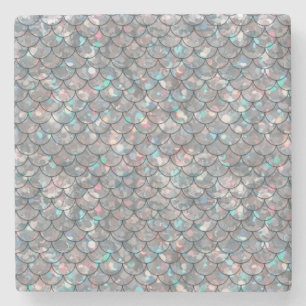 Dessous-de-verre En Pierre Holographie des échelles de poissons de sirène gri