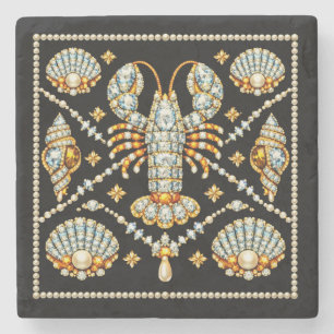 Dessous-de-verre En Pierre Homard de luxe motif orné diamanté