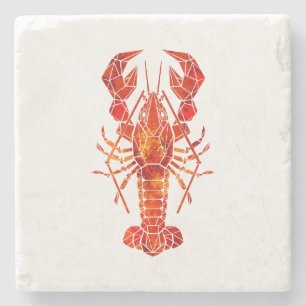 Dessous-de-verre En Pierre Homard polygonal rouge