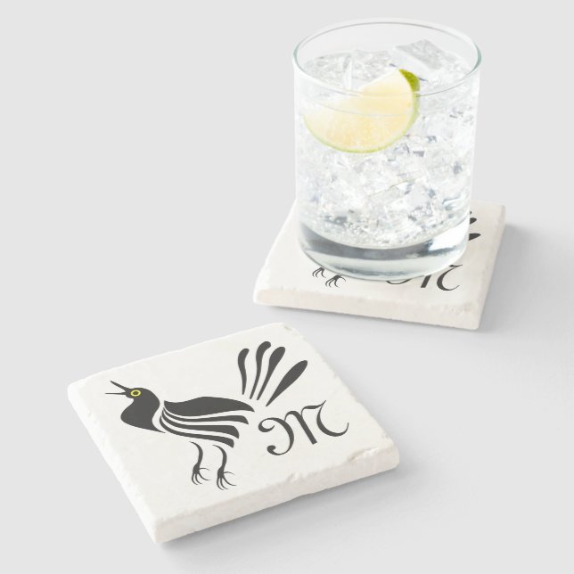 Dessous-de-verre En Pierre Homme Gracker Oiseau noir (Côté)