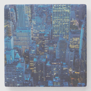 Dessous-de-verre En Pierre Horizon de NYC, vue courbe au crépuscule