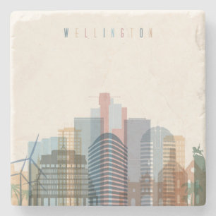 Dessous-de-verre En Pierre Horizon de ville de Wellington, Nouvelle Zélande  