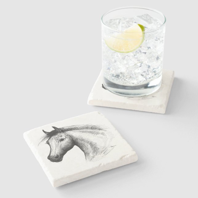 Dessous-de-verre En Pierre Horse : White (Côté)