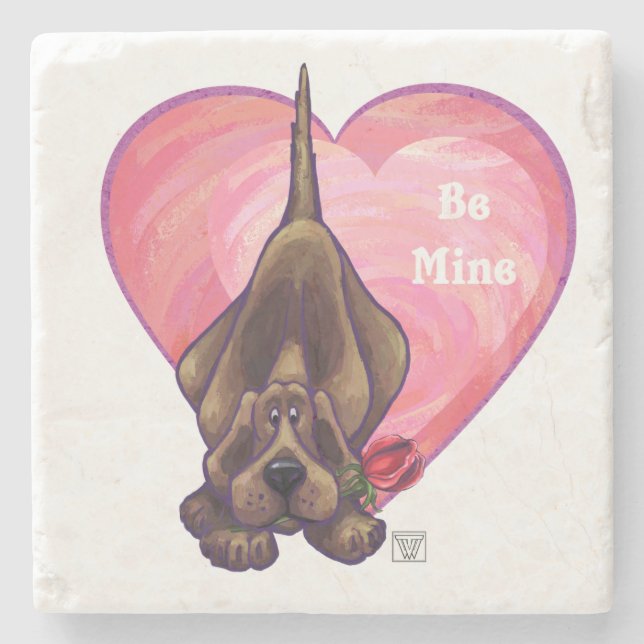 Dessous-de-verre En Pierre Hound Dog Valentine's Day (Devant)