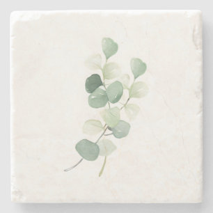 Dessous-de-verre En Pierre Housse de couette aux feuilles pastel d'eucalyptus