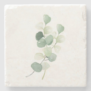 Dessous-de-verre En Pierre Housse de couette aux feuilles pastel d'eucalyptus