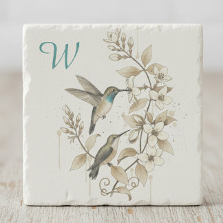 Dessous-de-verre En Pierre Hummingbird Stone Coaster - Nature Art