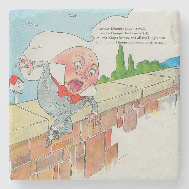 Dessous-de-verre En Pierre Humpty Dumpty sur le mur mère oie rime (Devant)