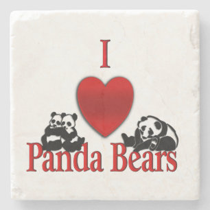 Dessous-de-verre En Pierre I Heart Panda Bears
