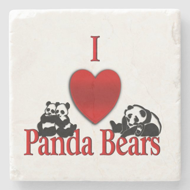 Dessous-de-verre En Pierre I Heart Panda Bears (Devant)