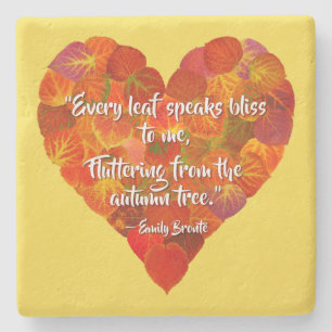 Dessous-de-verre En Pierre I Love Automne—Rouge Aspen Leaf Heart 1, Citation