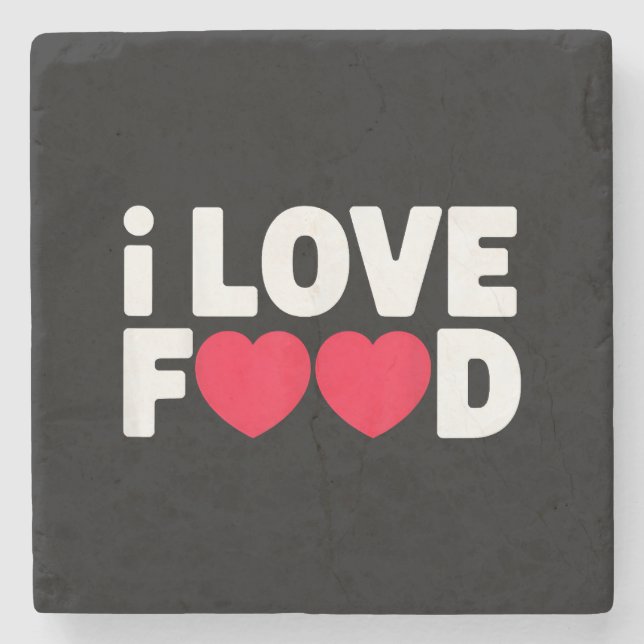 Dessous-de-verre En Pierre I Love Food Funny Foodie Cadeau pour hommes (Devant)