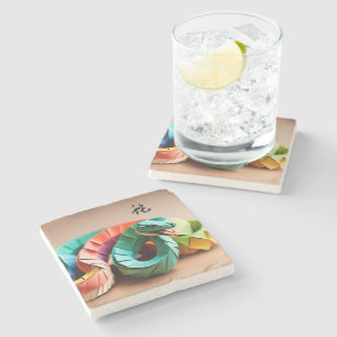 Dessous-de-verre En Pierre Idéogramme de serpent chinois Zodiac Anniversaire 