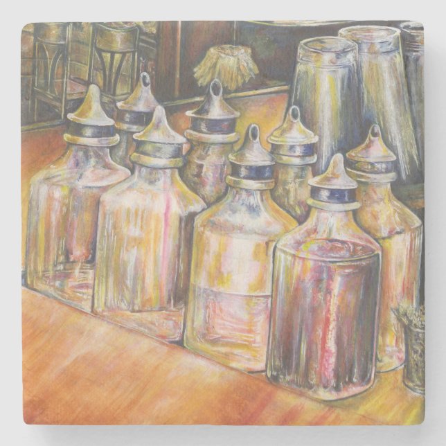 Dessous-de-verre En Pierre Idéographie de Lumière dorée (Devant)