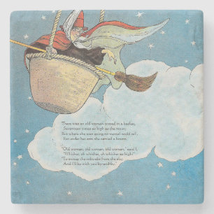 Dessous-de-verre En Pierre Il y avait une vieille femme jetée dans un panier,