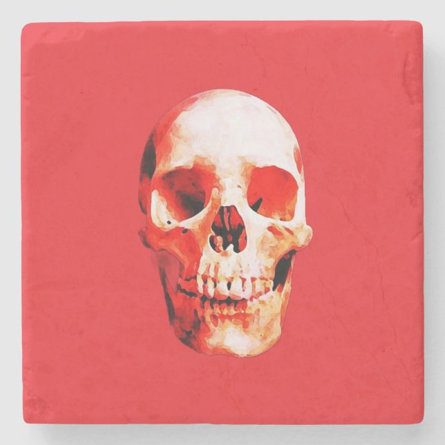 Dessous-de-verre En Pierre Illustration d'art Pop Skull (Devant)