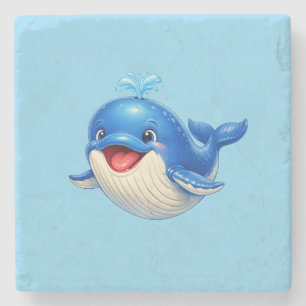 Dessous-de-verre En Pierre Illustration de baleine mignonne aux grands yeux A