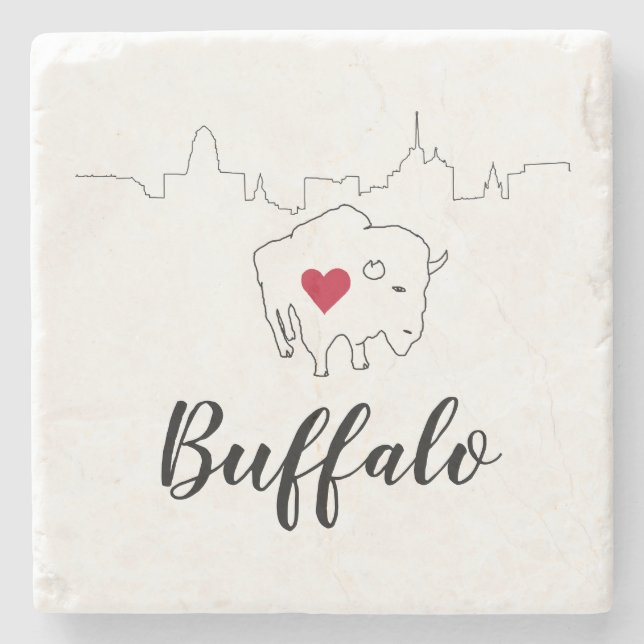 Dessous-de-verre En Pierre Illustration de Buffalo Skyline (Devant)