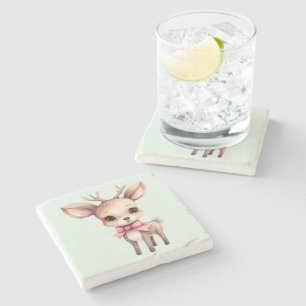 Dessous-de-verre En Pierre Illustration de dessin animé de bébé cerf mignon