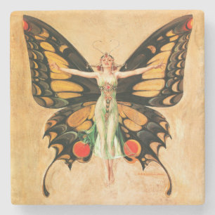 Dessous-de-verre En Pierre Illustration de femme de Leyendecker papillon Flap