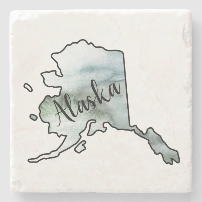 Dessous-de-verre En Pierre Illustration de l'état de l'Alaska (Devant)